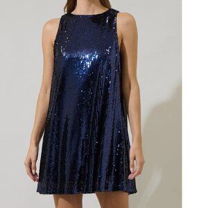 NWT SugarLips Liviana Blue Sequin Pailette Sleeveless Mini Dress XS